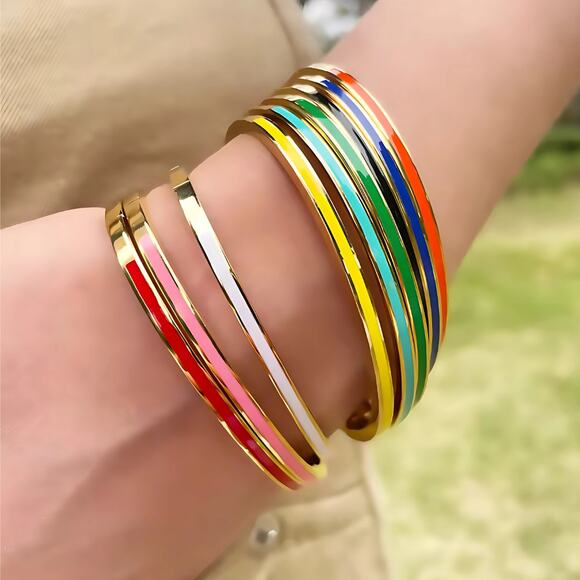Colorful Enamel Bracelet Collection - Stainless Steel - Picture 1 of 10